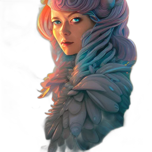 face, crown, dress, creature, fantasy art, concept art, watercolor, photorealistic transparent PNG cut-out