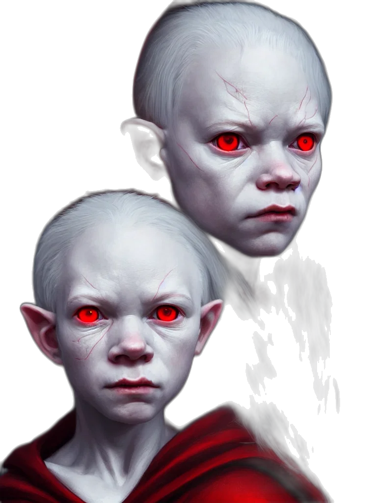 face, creature, concept art, fantasy art, photorealistic, 3d render, red, dark transparent PNG cut-out