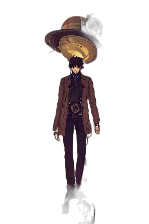 hat, jacket, staff, mask transparent PNG cut-out
