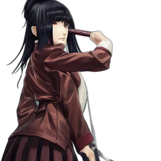 jacket, staff, weapon, anime, concept art, photorealistic, comic book art, dark transparent PNG cut-out