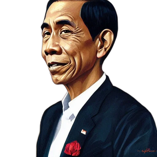 face, staff, photorealistic, cartoon, oil painting, pixel art, jokowi, painting transparent PNG cut-out