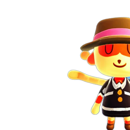 hat, staff, 3d render, concept art, golden, animal, crossing, magpie transparent PNG cut-out