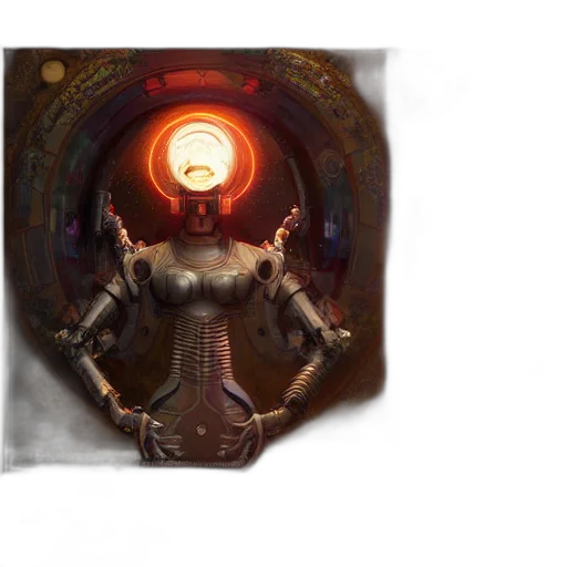 robot, mask, weapon, crown transparent PNG cut-out