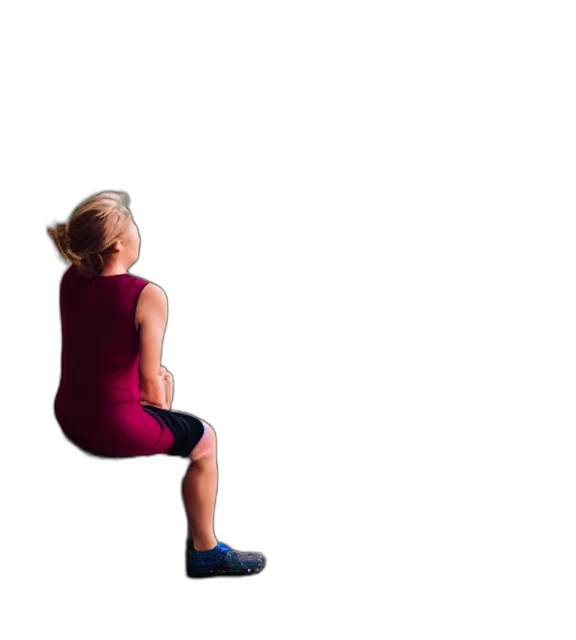 dress, furniture, shoes, 3d render, girl, sitting, cliff, overlooking transparent PNG cut-out