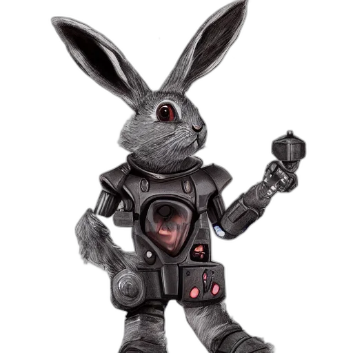 robot, concept art, 3d render, rabbit, style, alekzander, zagorulko, artstation transparent PNG cut-out