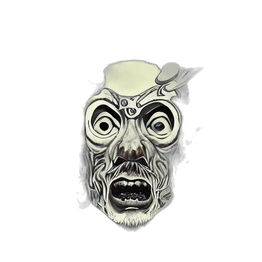 mask, face, staff, jewelry, concept art, 3d render, comic book art, cartoon transparent PNG cut-out