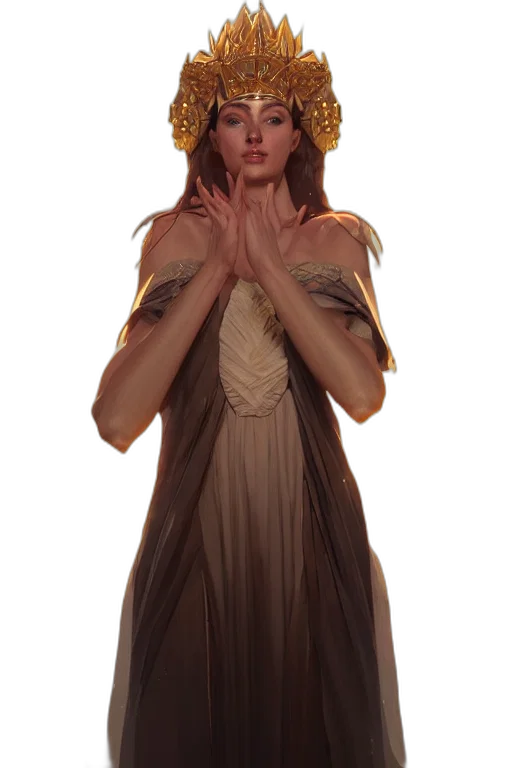 dress, face, staff, jewelry, concept art, fantasy art, photorealistic, oil painting transparent PNG cut-out