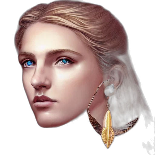 face, jewelry, crown, fantasy art, photorealistic, concept art, pixel art, golden transparent PNG cut-out