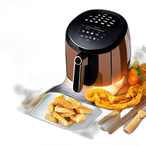 food, robot, 3d render, photorealistic, air, fryer, gets, revealed transparent PNG cut-out