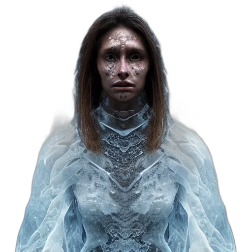 face, dress, creature, mask, concept art, fantasy art, photorealistic, 3d render transparent PNG cut-out