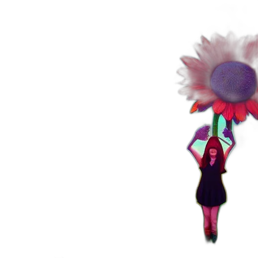 umbrella, flower, staff, dress, concept art, 3d render, pixel art, vaporwave transparent PNG cut-out