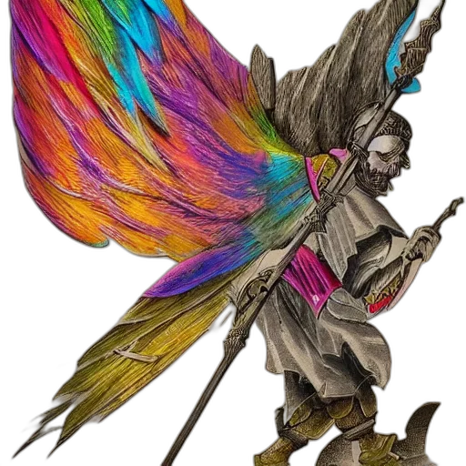 staff, sword, weapon, dragon, fantasy art, concept art, watercolor, pixel art transparent PNG cut-out