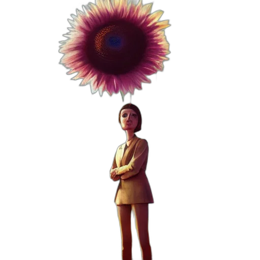 umbrella, staff, flower, robot, concept art, 3d render, pixel art, fantasy art transparent PNG cut-out