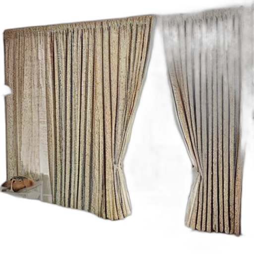 furniture, 3d render, earth tones, bedroom, poo, curtains transparent PNG cut-out