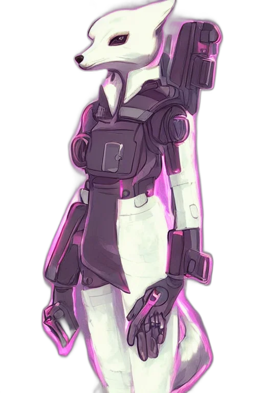 robot, staff, weapon, jacket, cyberpunk, concept art, vaporwave, watercolor transparent PNG cut-out