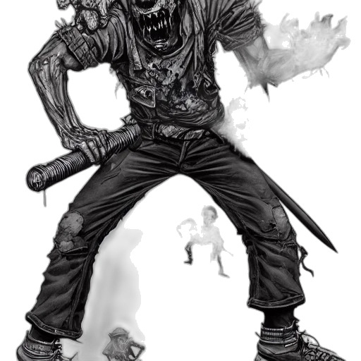 creature, weapon, staff, concept art, comic book art, fantasy art, pixel art, zombie transparent PNG cut-out