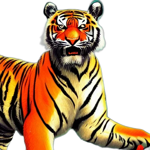 animal, creature, mask, comic book art, photorealistic, concept art, 3d render, tiger transparent PNG cut-out