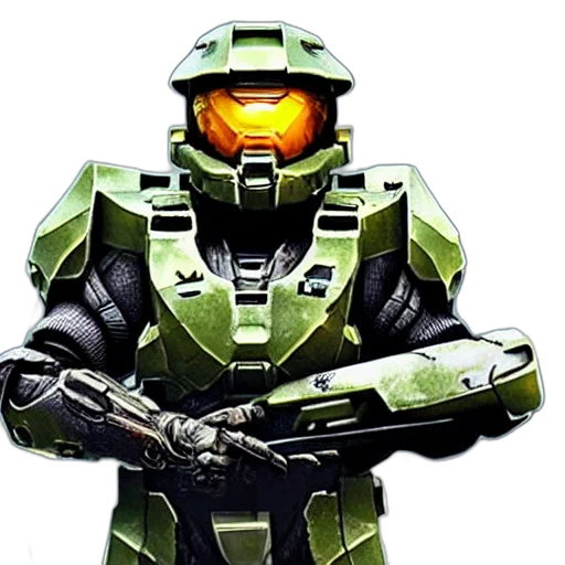 robot, weapon, concept art, 3d render, pixel art, comic book art, green, halo transparent PNG cut-out