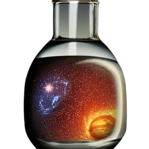 bottle, photorealistic, concept art, 3d render, fantasy art, outer space, fire, galaxies transparent PNG cut-out
