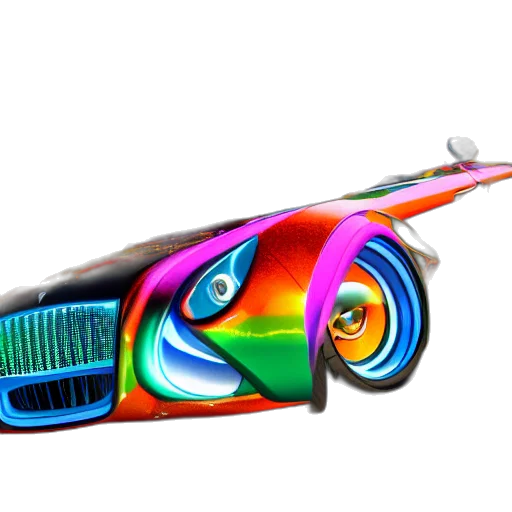 car, weapon, 3d render, concept art, photorealistic, cartoon, neon, colorful transparent PNG cut-out