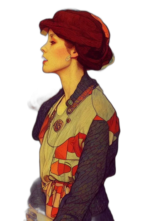 hat, jacket, face, dress transparent PNG cut-out