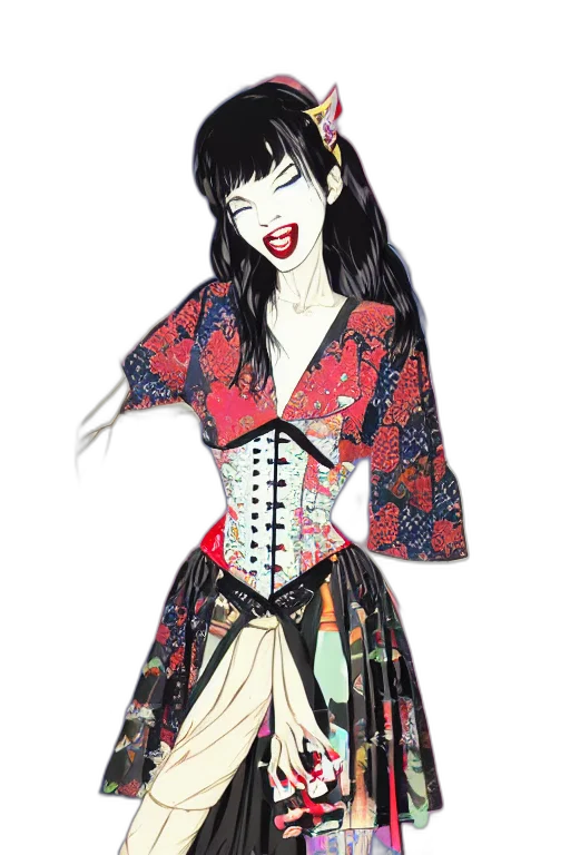 dress, fantasy art, concept art, anime, photorealistic, vampire, wearing, vintage transparent PNG cut-out