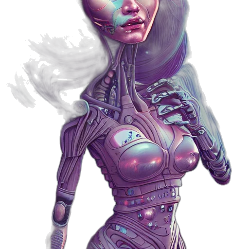 robot, dress, mask, face, cyberpunk, concept art, fantasy art, comic book art transparent PNG cut-out