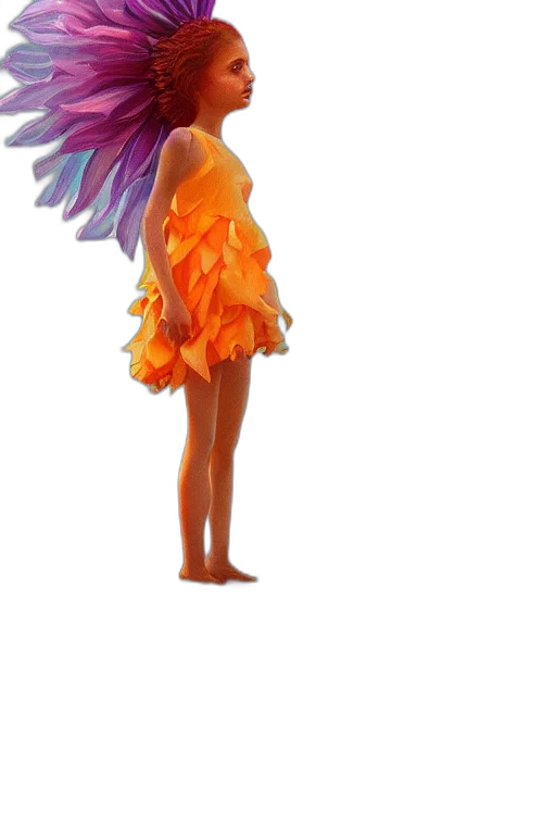 dress, flower, staff, umbrella, 3d render, concept art, fantasy art, photorealistic transparent PNG cut-out