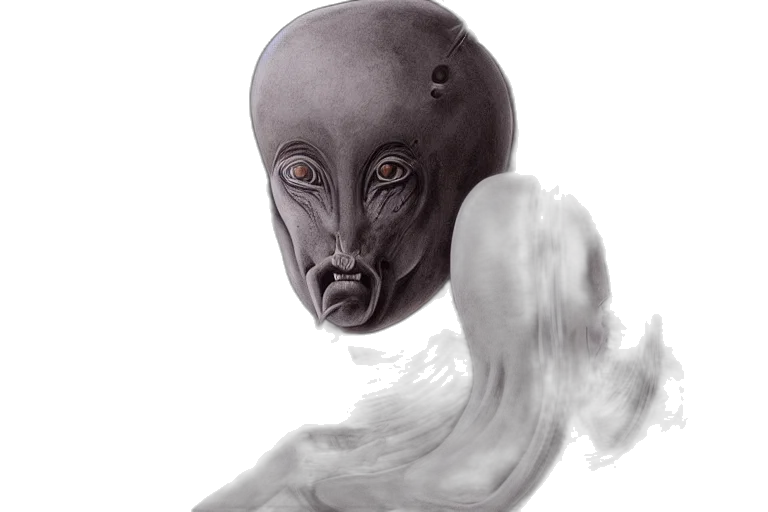 mask, creature, face, hair, concept art, photorealistic, fantasy art, 3d render transparent PNG cut-out