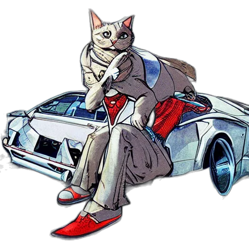 car, animal, jacket, vaporwave transparent PNG cut-out