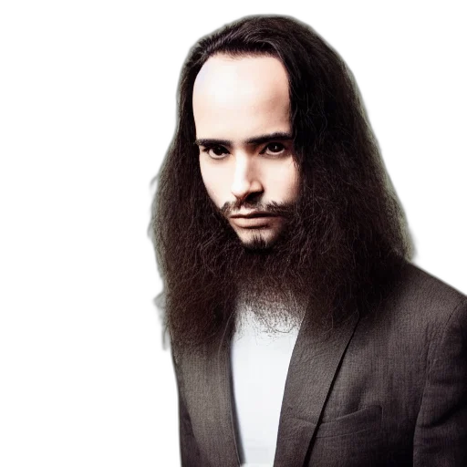 hair, face, creature, animal, photorealistic, cyberpunk, man, large transparent PNG cut-out