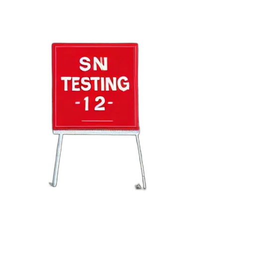 3d render, sign, says, testing, 123 transparent PNG cut-out