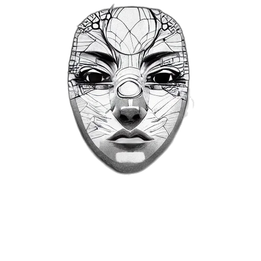 mask, face, jewelry, crown, pencil sketch, photorealistic, comic book art, cartoon transparent PNG cut-out