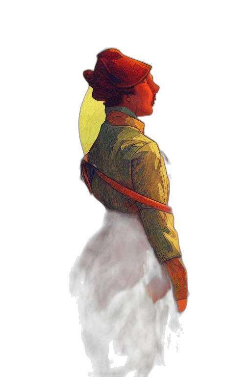 jacket, staff, hat, sword transparent PNG cut-out