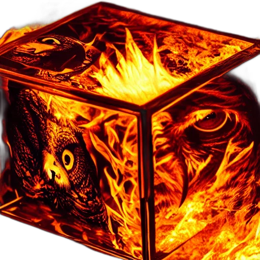 dragon, concept art, fantasy art, 3d render, pixel art, fire, owl, shape transparent PNG cut-out
