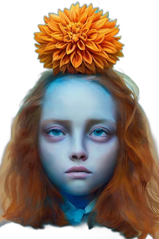 crown, face, flower, hair, photorealistic, fantasy art, oil painting, concept art transparent PNG cut-out