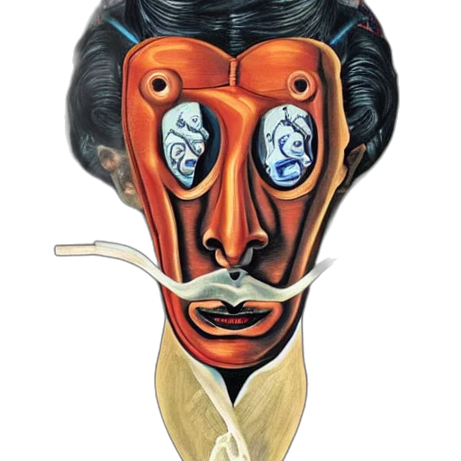 mask, face, staff, robot, concept art, comic book art, watercolor, 3d render transparent PNG cut-out