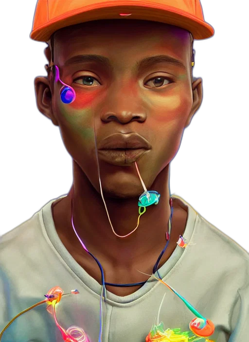 jewelry, face, mask, staff, concept art, photorealistic, cyberpunk, fantasy art transparent PNG cut-out