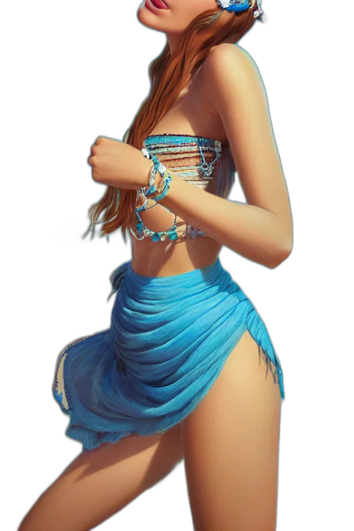 dress, jewelry, fantasy art, photorealistic, concept art, pixel art, underwater, beach transparent PNG cut-out