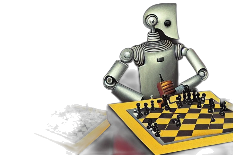 robot, 3d render, portrait, playing transparent PNG cut-out