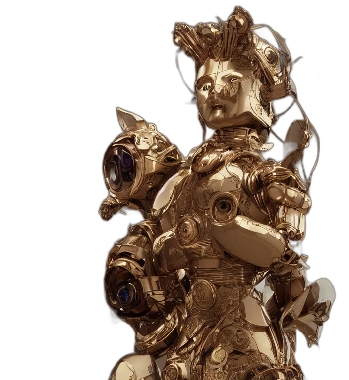 robot, jewelry, crown, mask, concept art, 3d render, fantasy art, outer space transparent PNG cut-out