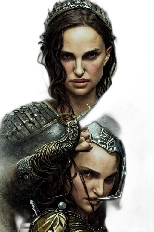 sword, crown, face, fantasy art transparent PNG cut-out