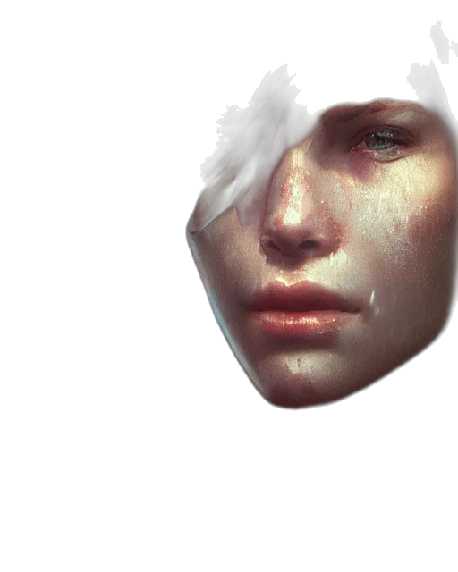 face, mask, hat, robot, photorealistic, concept art, 3d render, oil painting transparent PNG cut-out