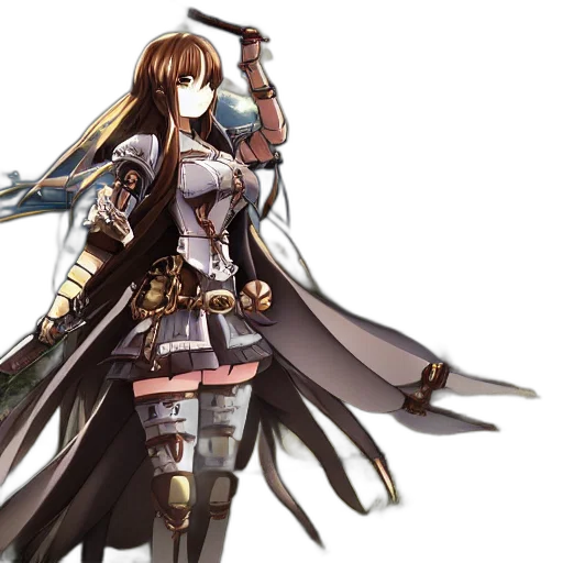 sword, weapon, concept art, fantasy art, anime, girl, steampunk, armor transparent PNG cut-out