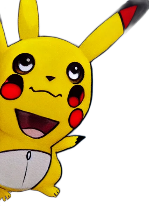3d render, professional, oil, painting, pokemon, pikachu, smiling transparent PNG cut-out