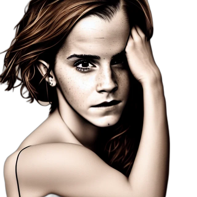 face, hair, photorealistic, cartoon, watercolor, comic book art, emma, watson transparent PNG cut-out