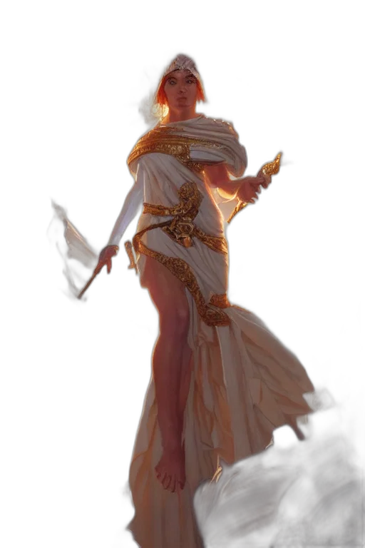 sword, dress, staff, weapon, concept art, fantasy art, comic book art, watercolor transparent PNG cut-out