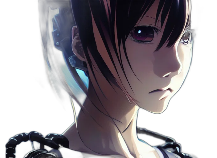 robot, face, mask, cyberpunk, concept art, anime, photorealistic, neon lights transparent PNG cut-out