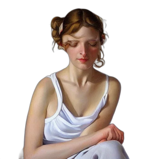 dress, jewelry, face, oil painting transparent PNG cut-out
