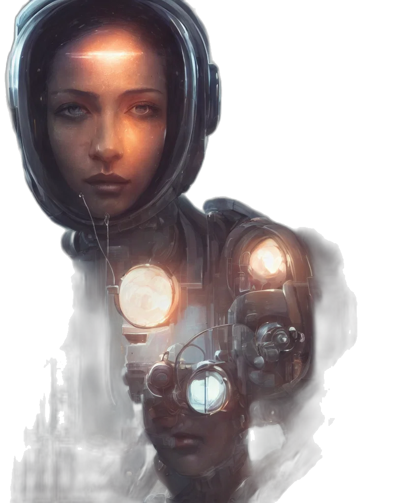 robot, face, jacket, concept art transparent PNG cut-out